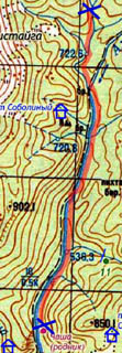 Ручей Чистайга - река Амзас - родник Чаша. Карта